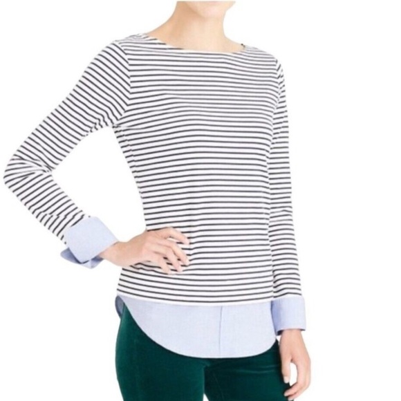 J. Crew Mercantile Cuffed Striped Boatneck Top Size XS - Picture 1 of 8